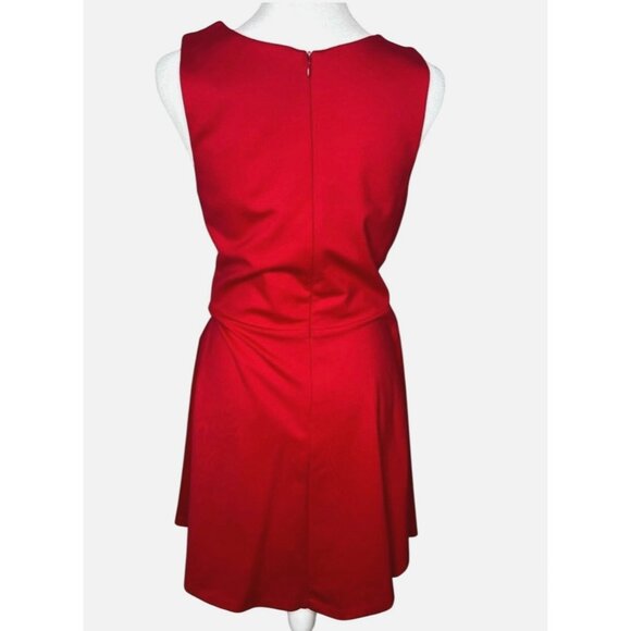 Amanda Uprichard Red Shosha Split Neck Ponte Mini Dress Back Zip Closure Medium - Picture 13 of 16